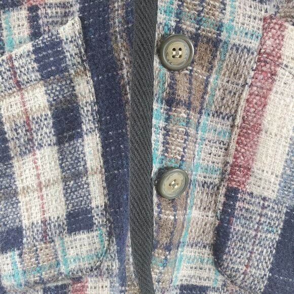 Vtg sz L Plaid Grandpa Vest Wool Button Up Sleeveless Boxy Oversized Grandpacore - Picture 9 of 9